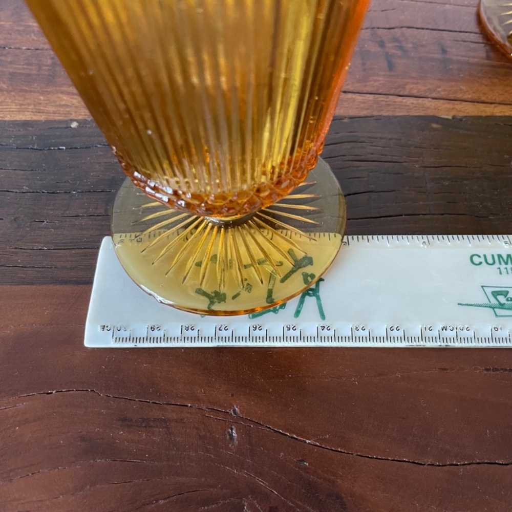 SOLD -3 Vintage Light Amber Imperial Glass Footed Iced Tea Water Glasses Goblets - Picture 9 of 11